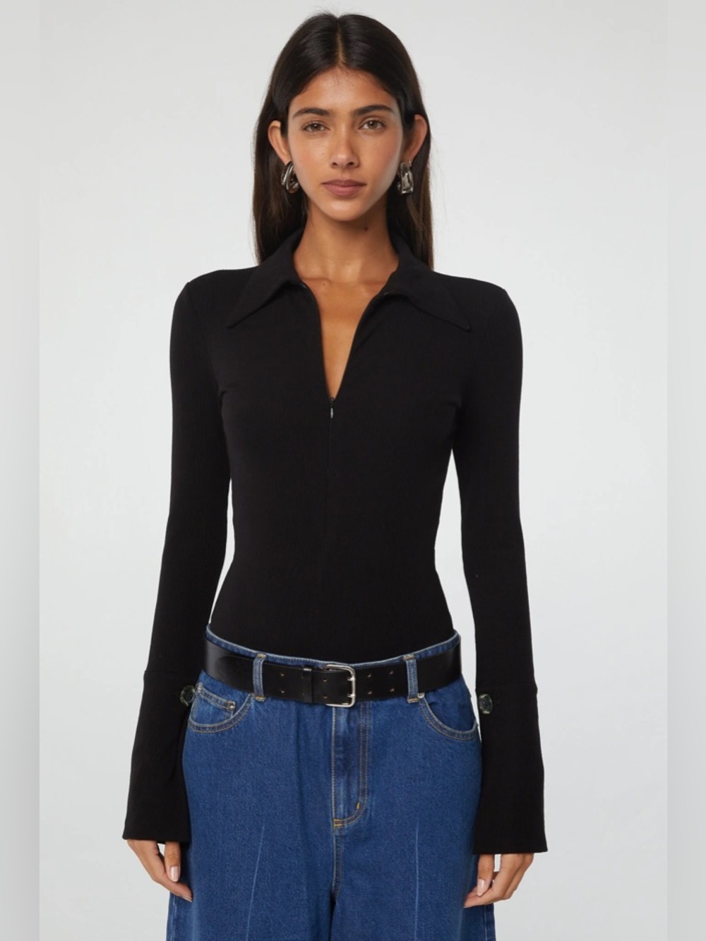 The Line by K Kili Black Collared Bodysuit - Picture 3 of 11
